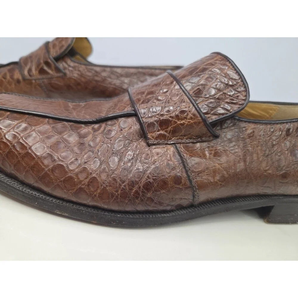 Vintage FBSC Marco D'Oro Italy Genuine Alligator Loafers Mens 9.5 D Excellent